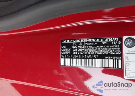 2020 Mercedes-Benz Slc 300 z USA, uszkodzony, nr VIN W1KPK3JA1LF169582